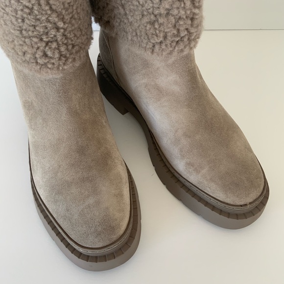 Marc Fisher Vina Light Natural Suede Short Lug Sole Boots Women’s Size 9.5 NWOB - Picture 9 of 16